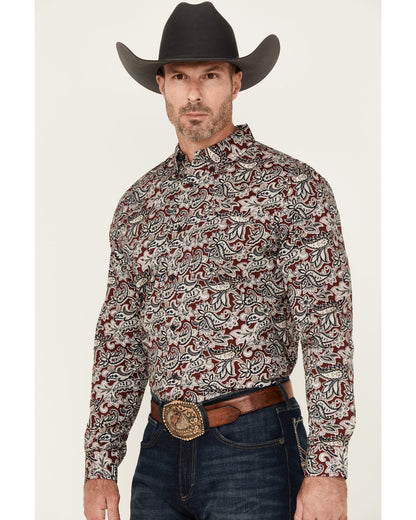 Cody James Men's Max Paisley Print Long Sleeve Button-Down Stretch Wes