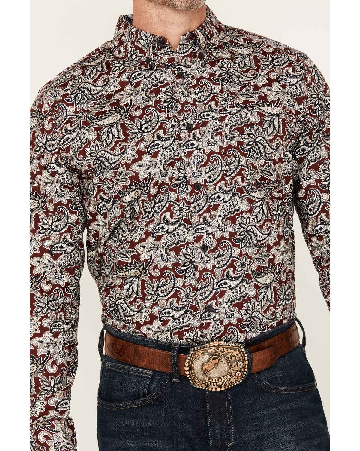 Cody James Men's Max Paisley Print Long Sleeve Button-Down Stretch Wes