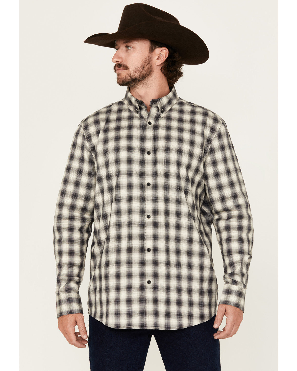 Cody James Men's Palamino Plaid Print Long Sleeve Button-Down Stretch