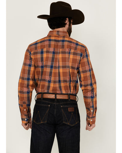 Cody James Men's Dobby Plaid Print Long Sleeve Button-Down Stretch Wes