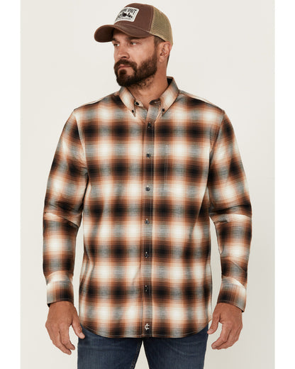 Cody James Men's Hombre Plaid Print Long Sleeve Button-Down Stretch We