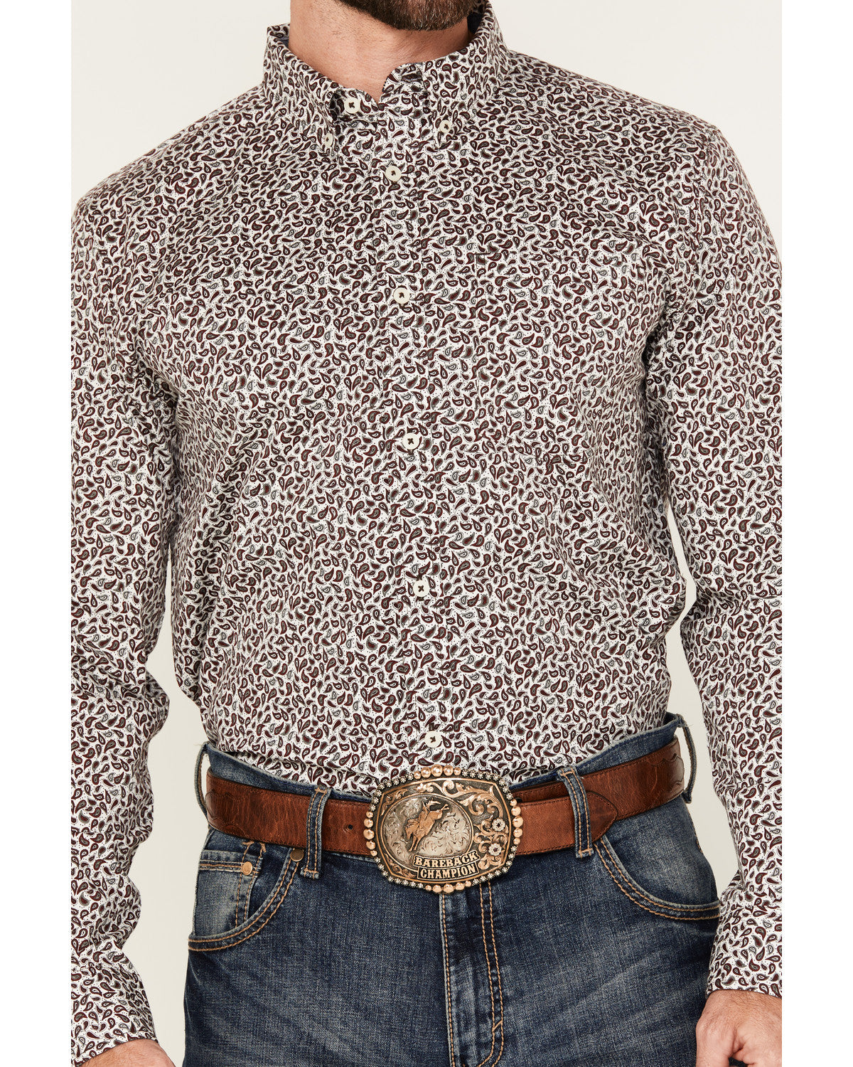 Cody James Men's Country Paisley Print Long Sleeve Button-Down Stretch