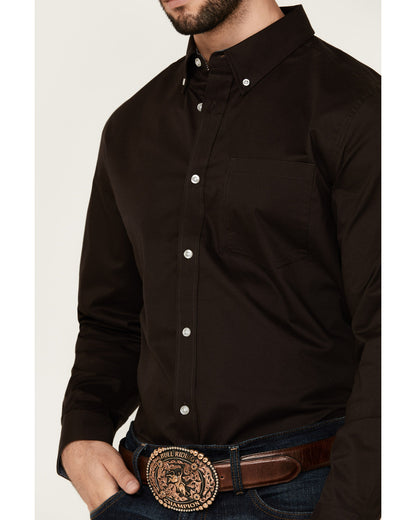 Cody James Men's Basic Solid Long Sleeve Button-Down Stretch Western S