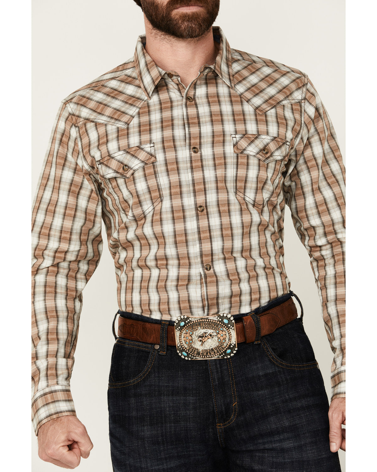 Cody James Men's Last Hurdle Plaid Print Long Sleeve Button-Down Stret