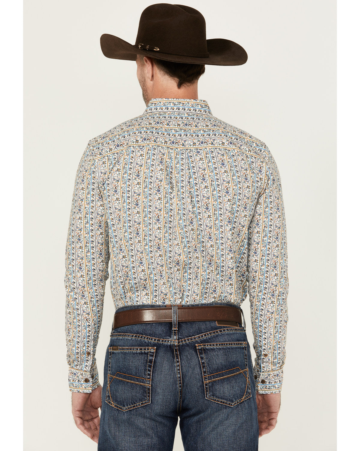 Cody James Men's Wells Floral Striped Print Long Sleeve Button-Down St