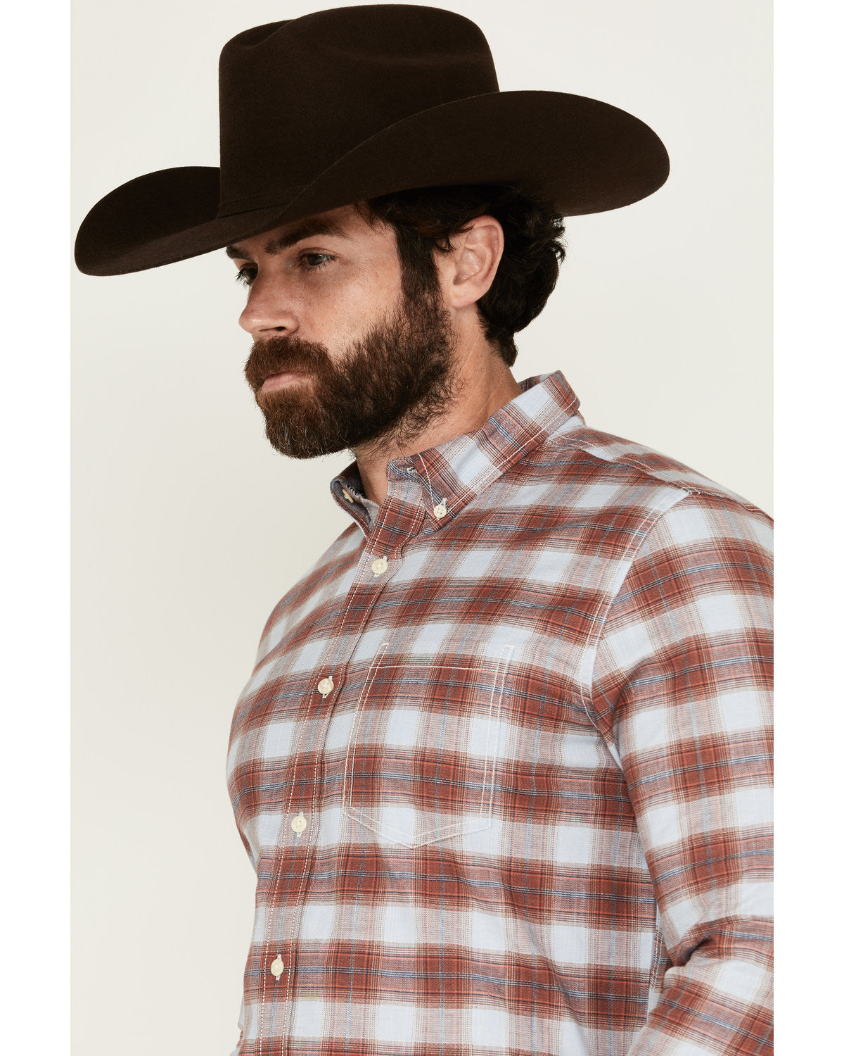 Cody James Men's Rush Plaid Print Long Sleeve Button-Down Stretch West
