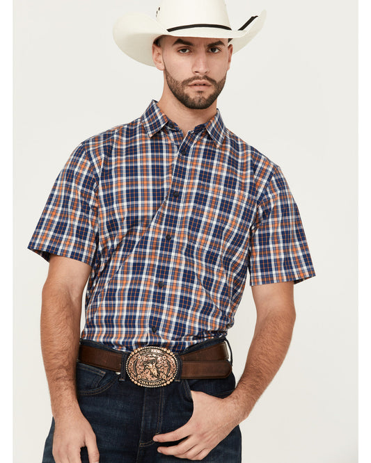 Cody James Men's Tequila Sunrise Plaid Print Short Sleeve Button-Down