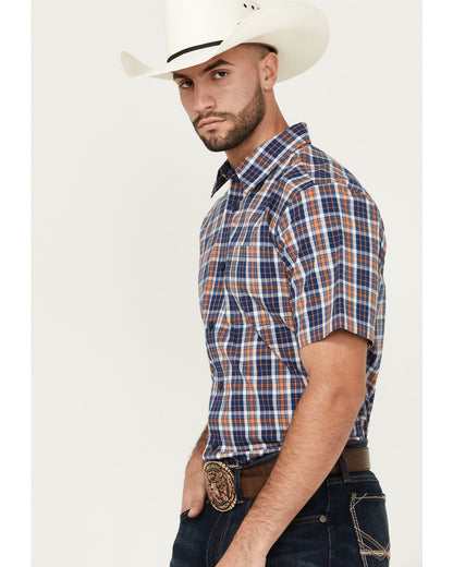 Cody James Men's Tequila Sunrise Plaid Print Short Sleeve Button-Down