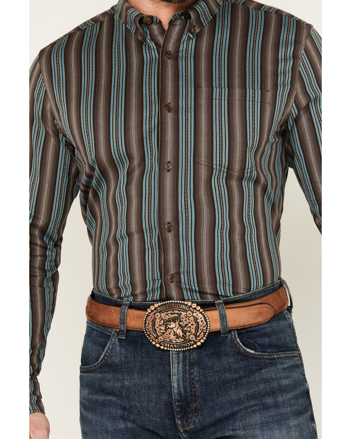Cody James Men's Boa Dobby Striped Print Long Sleeve Button-Down Stret