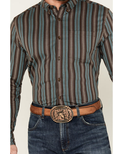 Cody James Men's Boa Dobby Striped Print Long Sleeve Button-Down Stret