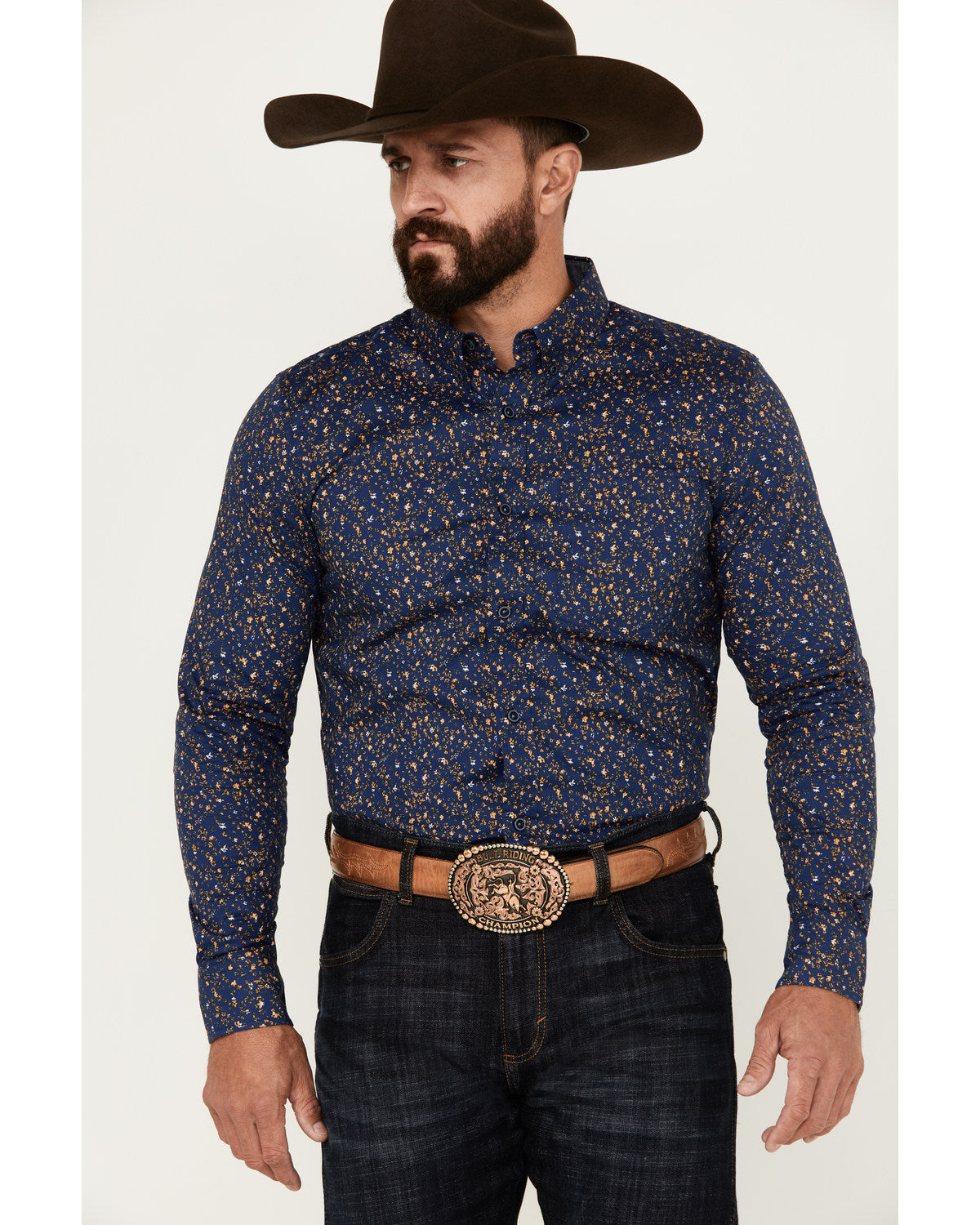 Cody James Men's Meadowlark Floral Print Long Sleeve Button-Down Stret