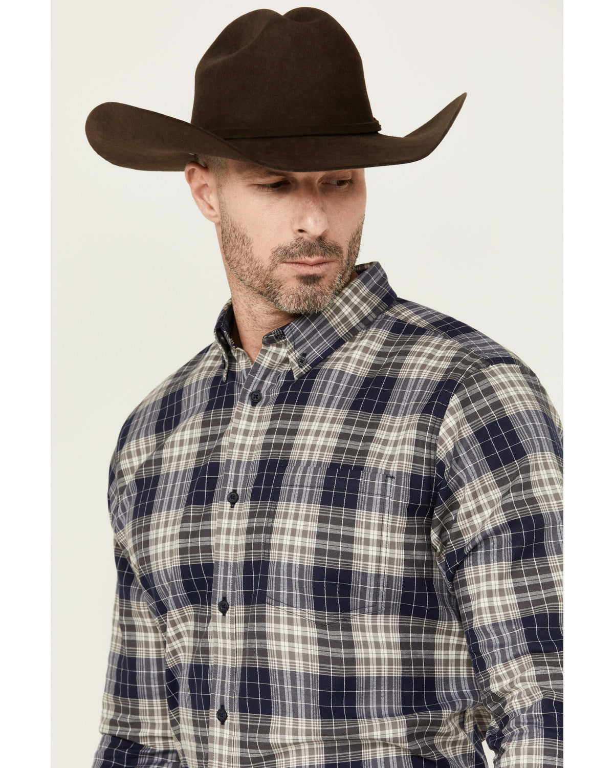Cody James Men's Howdy Plaid Print Long Sleeve Button-Down Stretch Wes