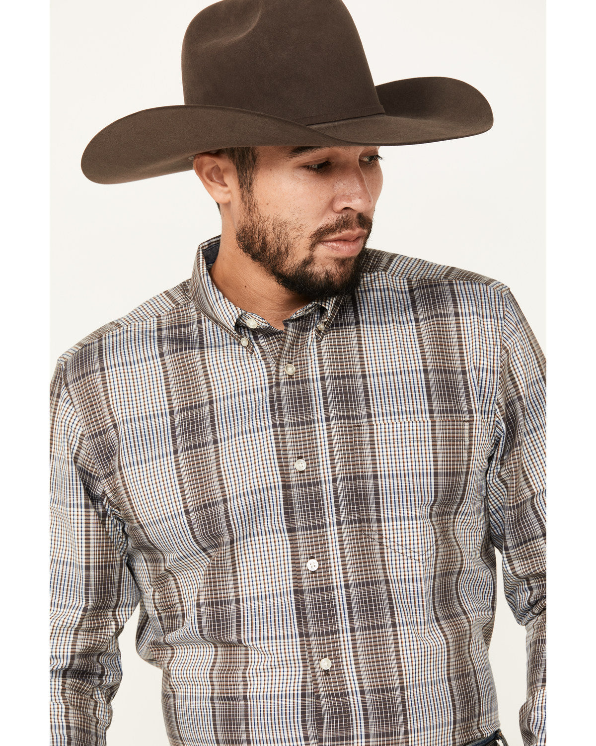 Cody James Men's Fiesta Plaid Print Long Sleeve Button-Down Western Sh