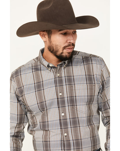Cody James Men's Fiesta Plaid Print Long Sleeve Button-Down Western Sh
