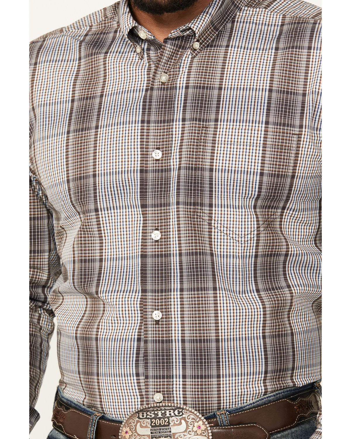 Cody James Men's Fiesta Plaid Print Long Sleeve Button-Down Western Sh