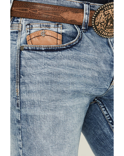 Cody James Men's Clover Leaf Wash Jackson Slim Straight Stretch Denim