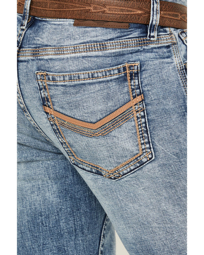 Cody James Men's Clover Leaf Wash Jackson Slim Straight Stretch Denim