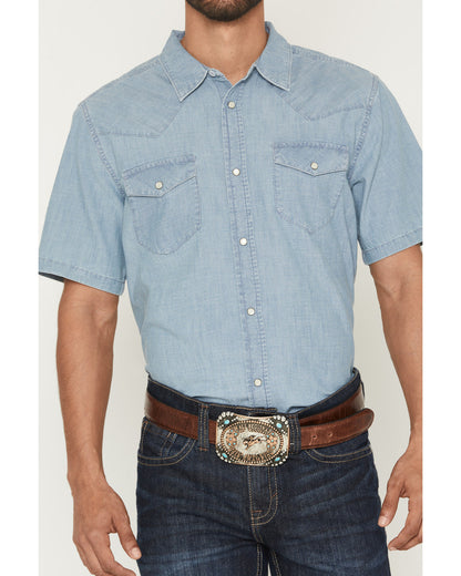 Cody James Men's Horizon Chambray Light Wash Short Sleeve Snap Western