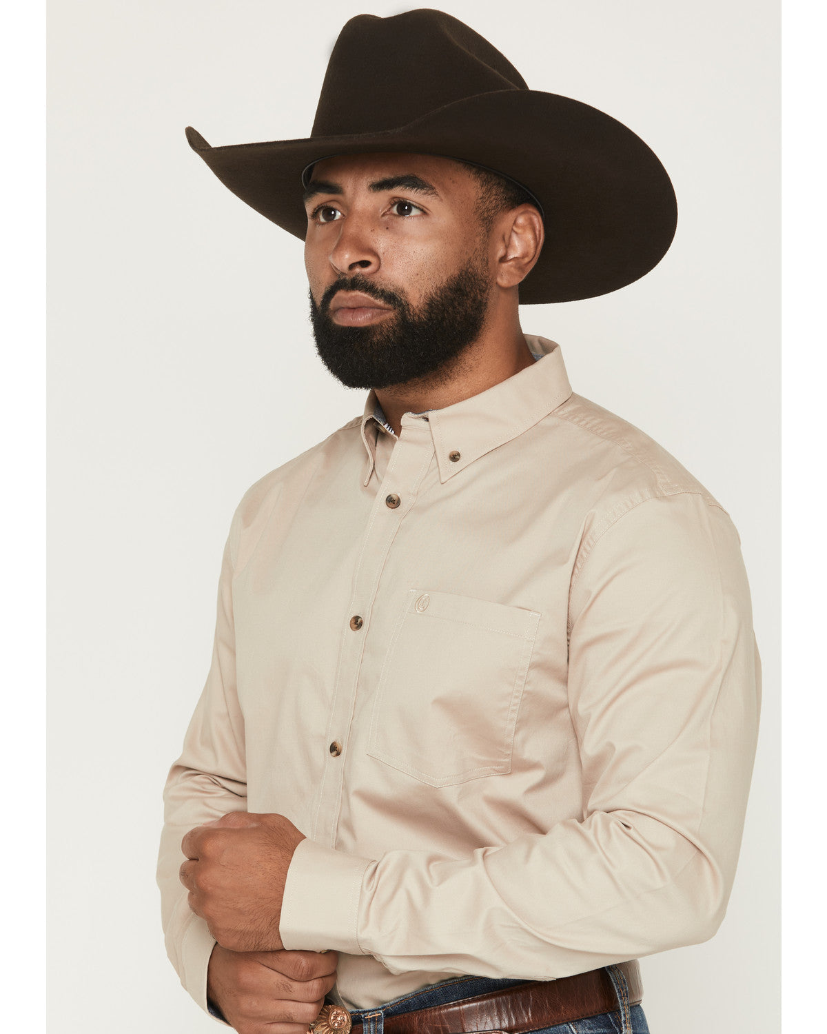 Cody James Men's Basic Solid Long Sleeve Button-Down Stretch Western S