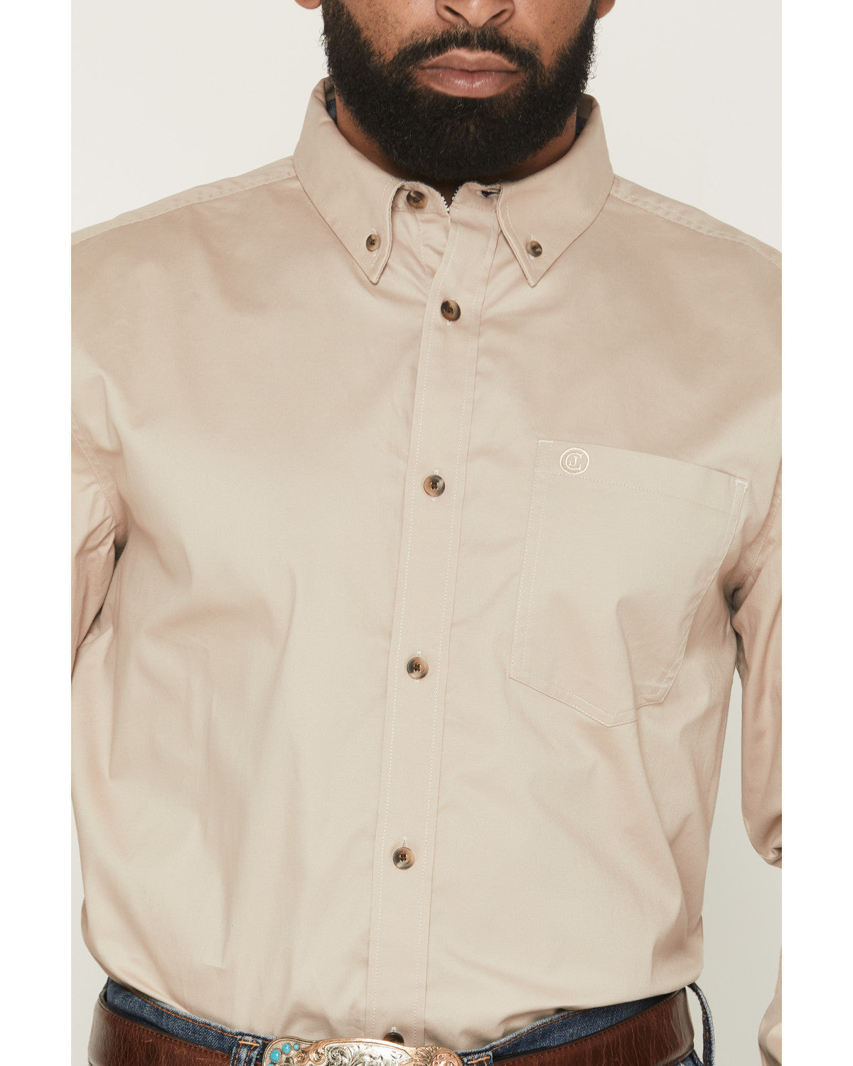 Cody James Men's Basic Solid Long Sleeve Button-Down Stretch Western S