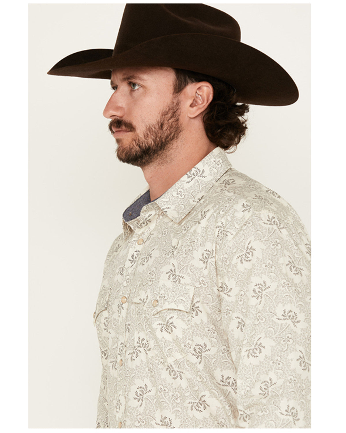 Cody James Men's Treven Floral Print Long Sleeve Snap Western Shirt -