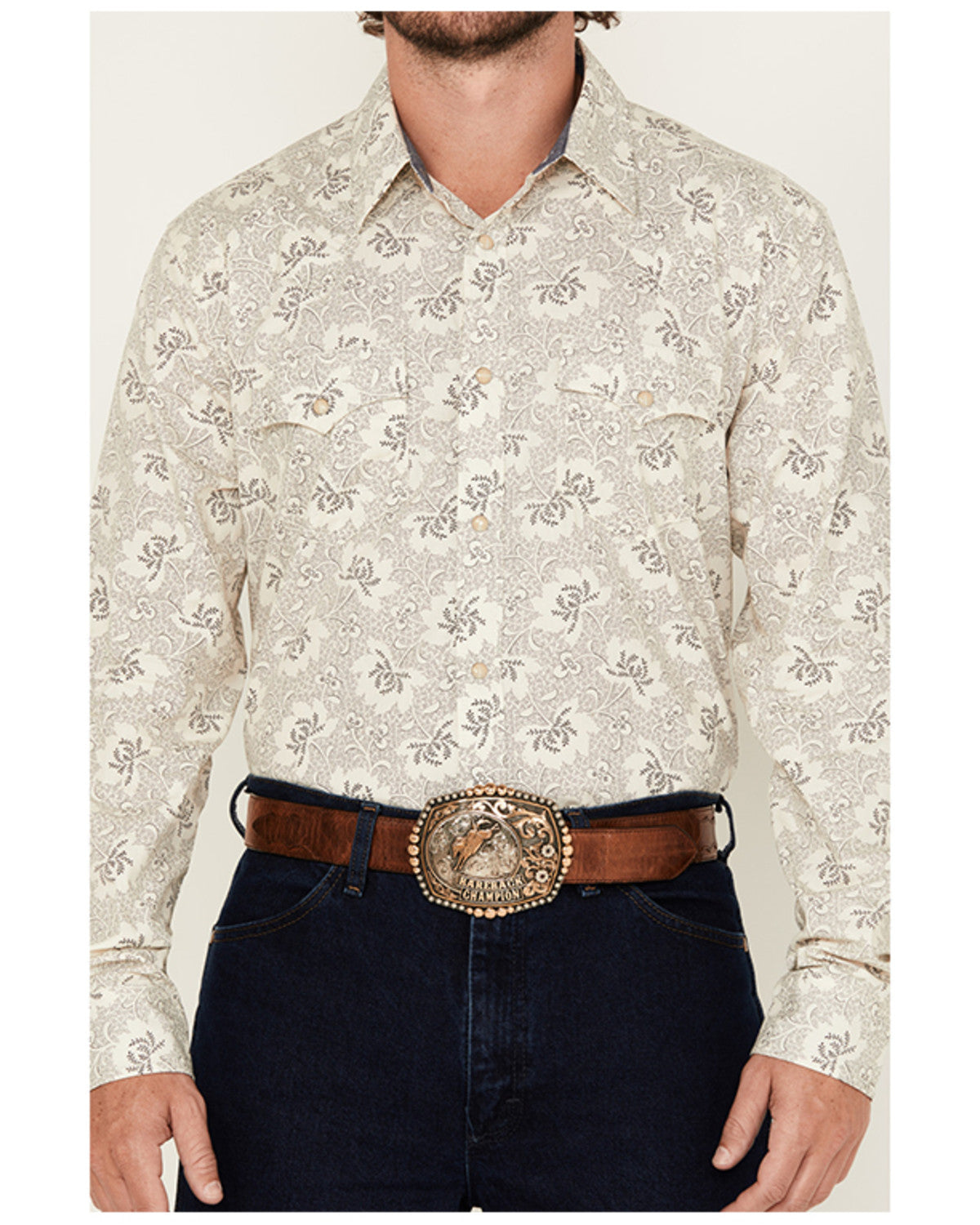 Cody James Men's Treven Floral Print Long Sleeve Snap Western Shirt -