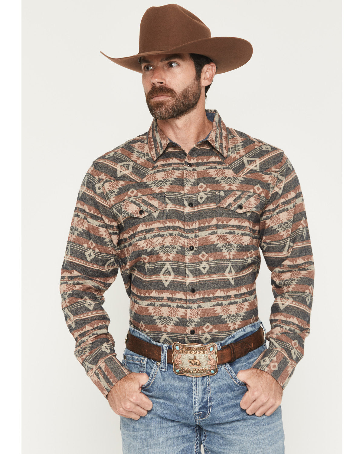 Cody James Men's Ironwood Southwestern Long Sleeve Snap Flannel Shirt