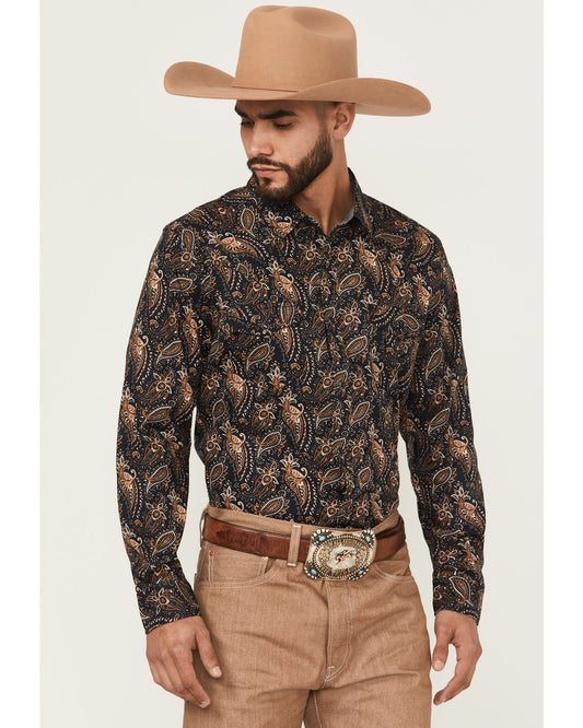 Cody James Men's Desert Dapper Paisley Print Long Sleeve Snap Western