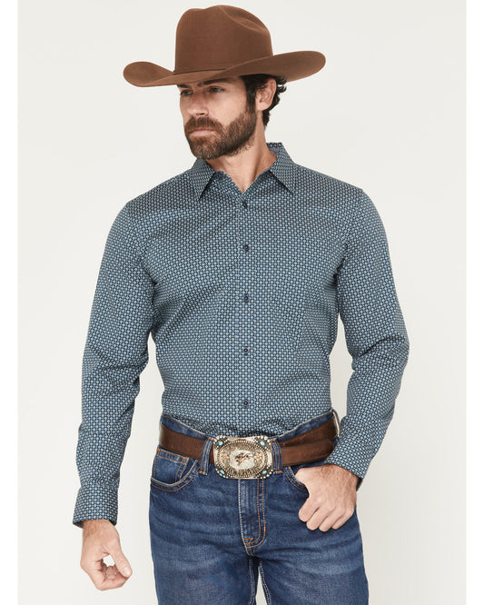 Cody James Men's Bourbon Geo Print Long Sleeve Button-Down Stretch Wes