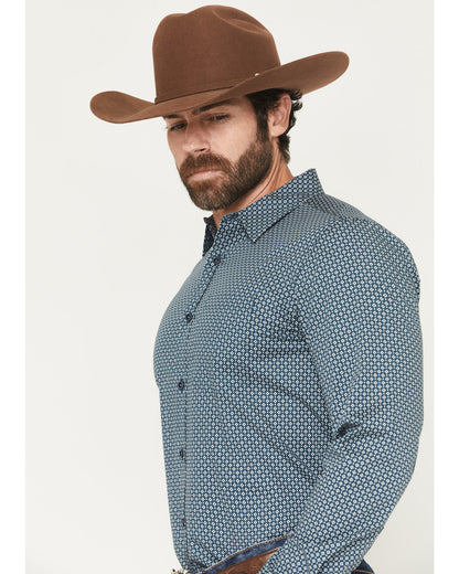 Cody James Men's Bourbon Geo Print Long Sleeve Button-Down Stretch Wes