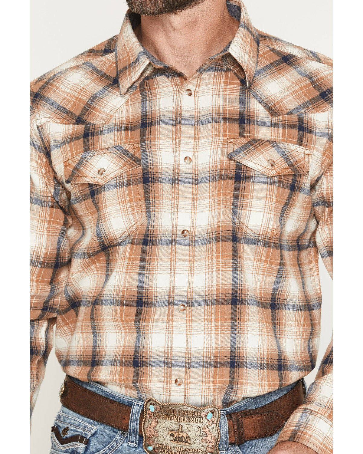 Cody James Men's Bravo Plaid Print Long Sleeve Snap Flannel Shirt - Ta