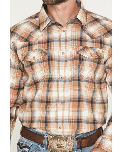 Cody James Men's Bravo Plaid Print Long Sleeve Snap Flannel Shirt - Ta