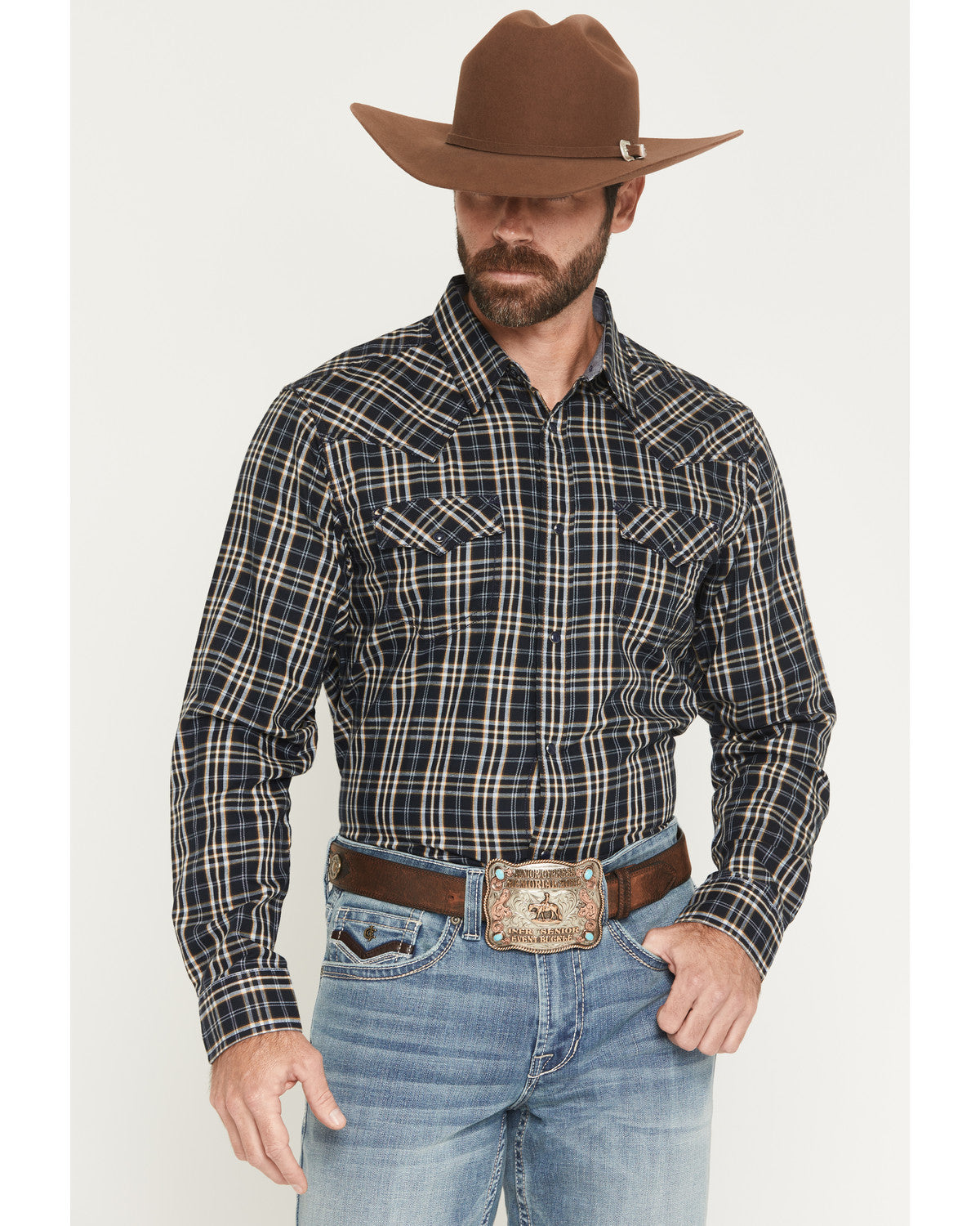 Cody James Men's Warriors Way Plaid Print Long Sleeve Snap Western Shi