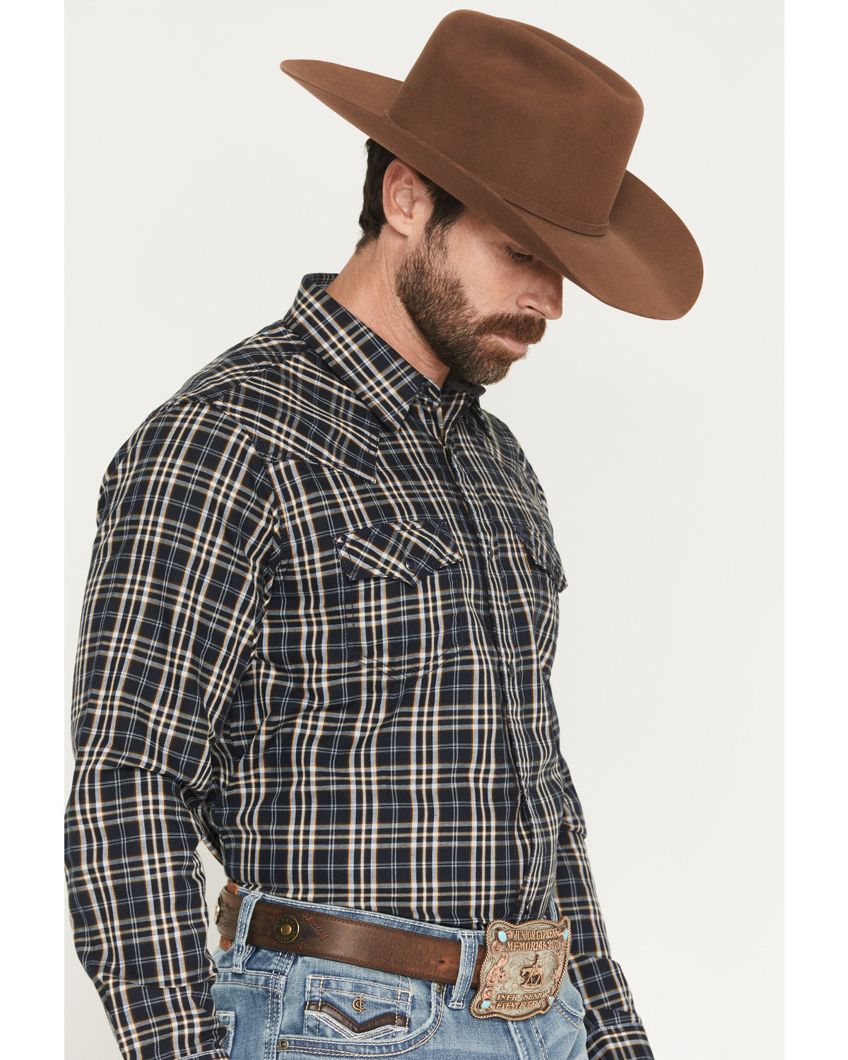 Cody James Men's Warriors Way Plaid Print Long Sleeve Snap Western Shi