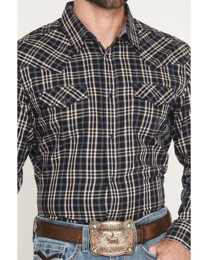 Cody James Men's Warriors Way Plaid Print Long Sleeve Snap Western Shi