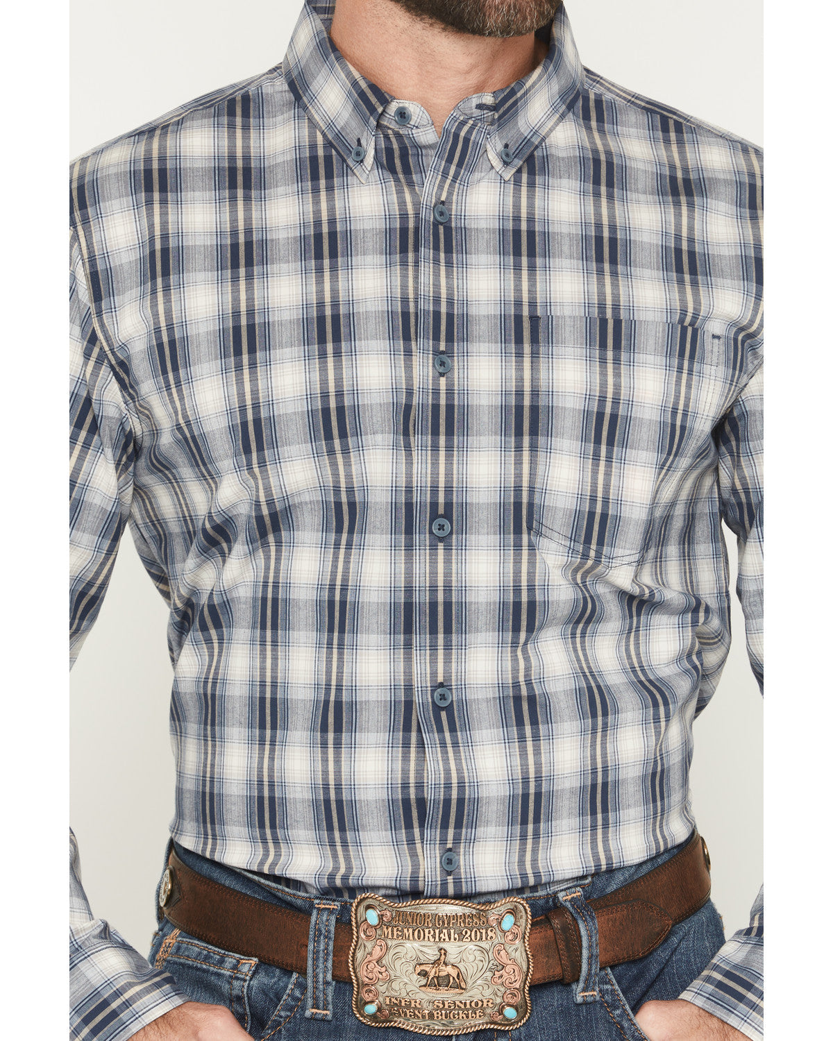 Cody James Men's Tennessee Trail Plaid Print Long Sleeve Button-Down S