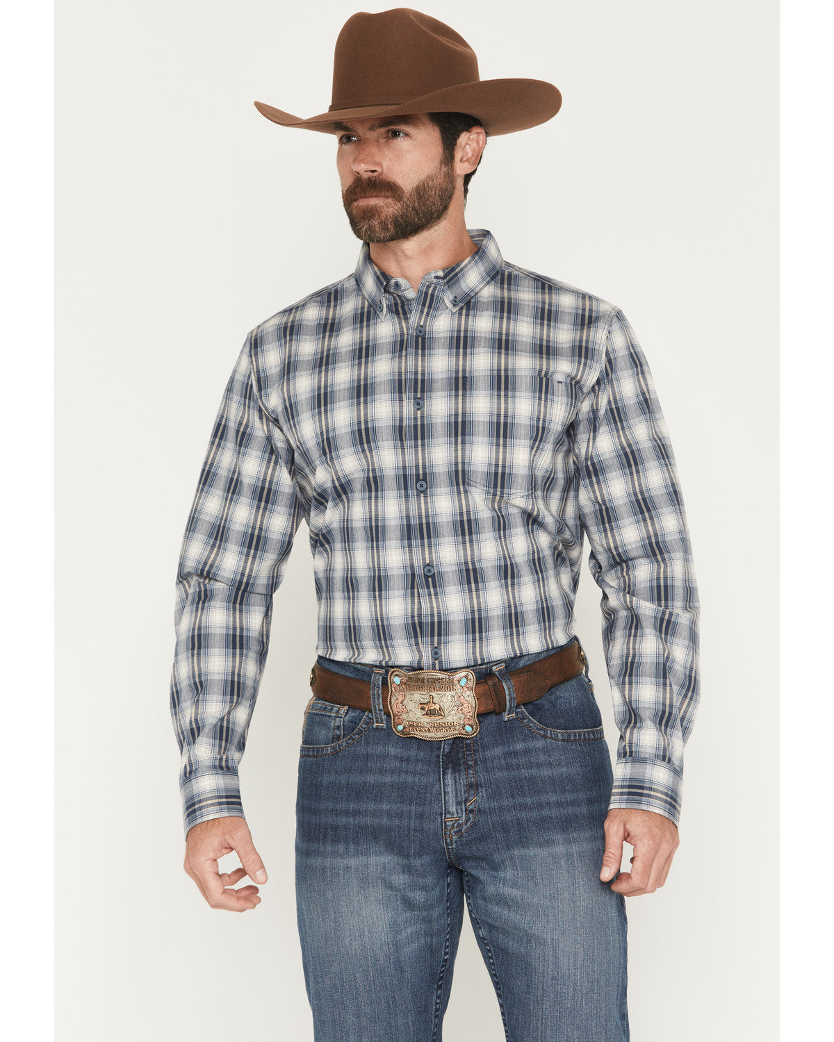 Cody James Men's Tennessee Trail Plaid Print Long Sleeve Button-Down S