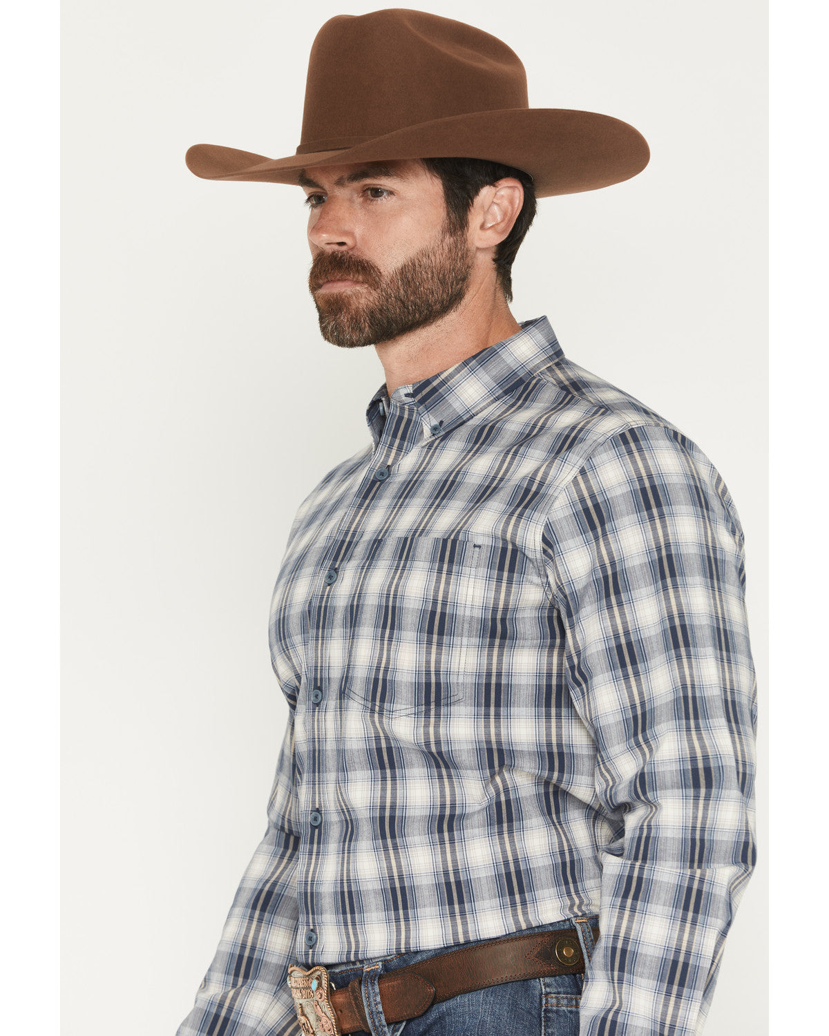 Cody James Men's Tennessee Trail Plaid Print Long Sleeve Button-Down S