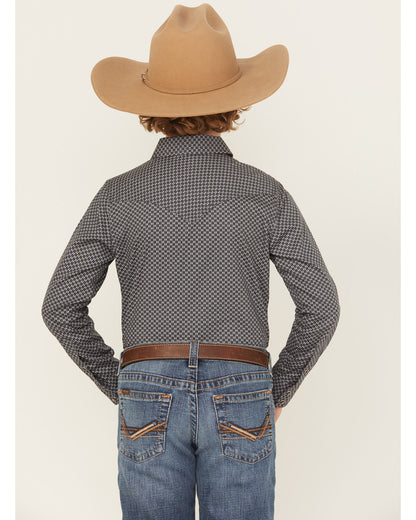 Cody James Boys' San Juan Geo Print Long Sleeve Snap Western Shirt