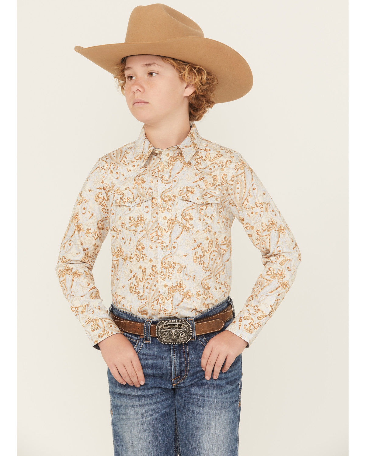 Cody James Boys' Porter Floral Long Sleeve Snap Western Shirt