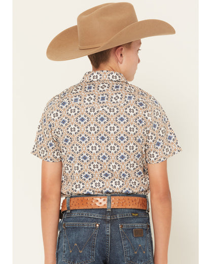 Cody James Boys' High Plains Southwestern Print Short Sleeve Snap West