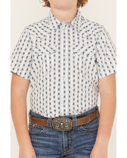 Cody James Boys' Outlaw Pass Striped Print Short Sleeve Snap Western S
