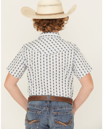 Cody James Boys' Outlaw Pass Striped Print Short Sleeve Snap Western S
