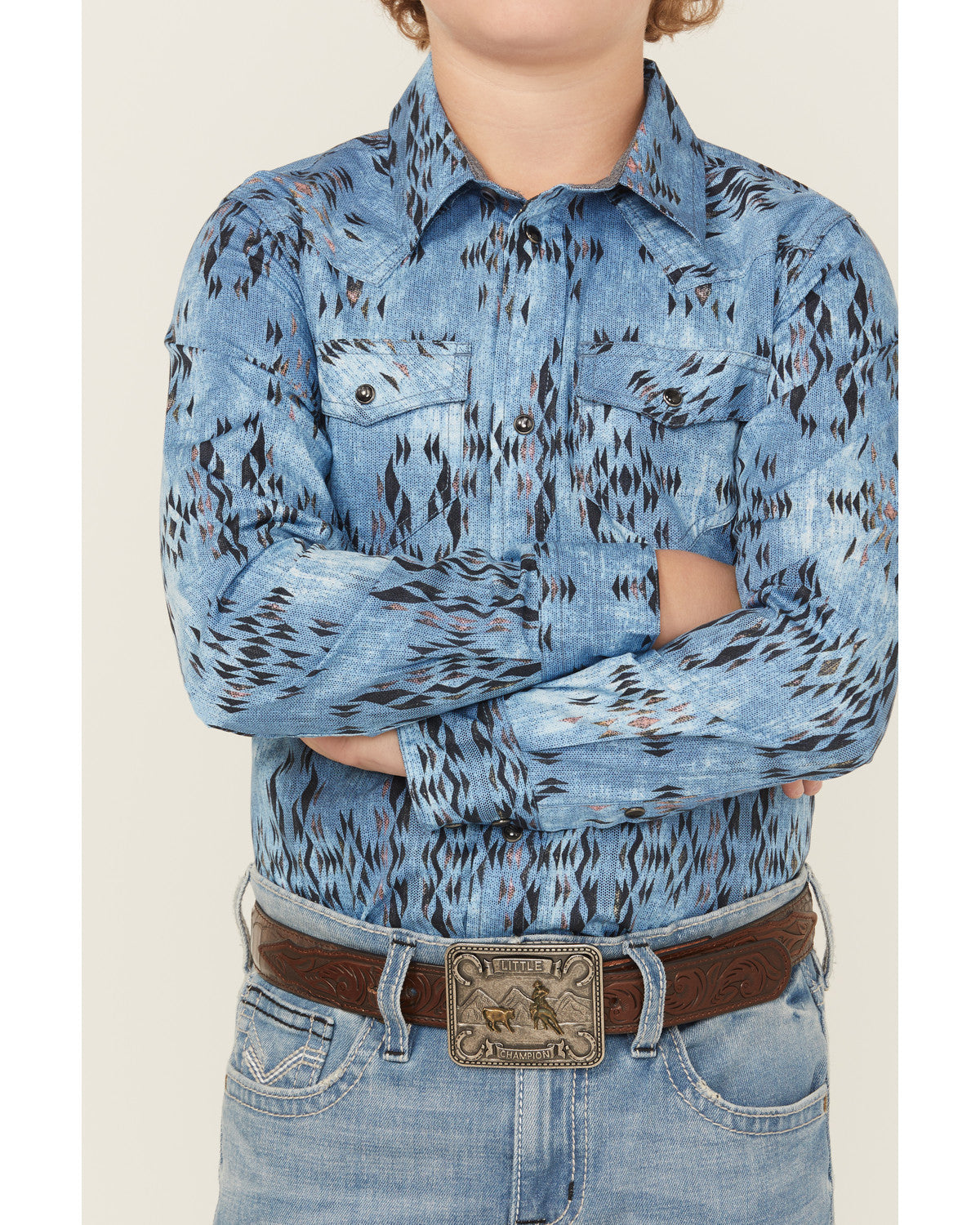 Cody James Boys' Maverick Southwestern Print Long Sleeve Snap Western