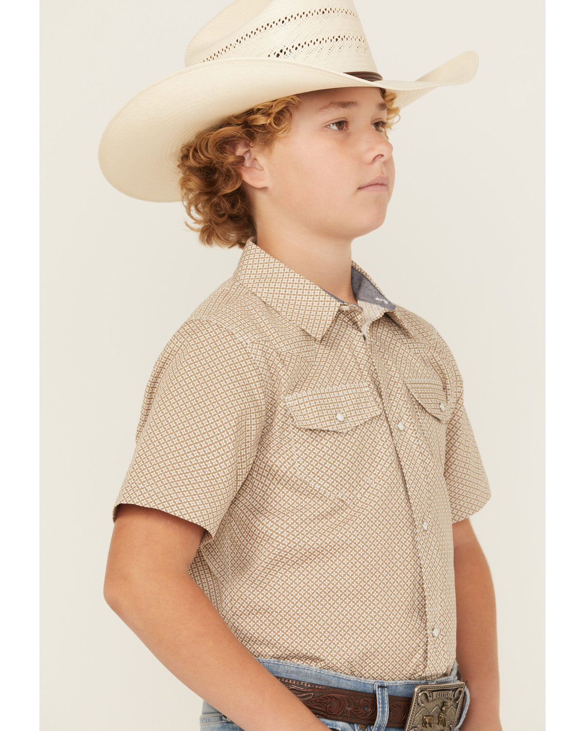 Cody James Boys' Grill and Greet Medallion Print Short Sleeve Snap Wes