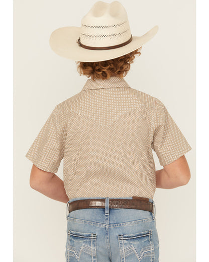 Cody James Boys' Grill and Greet Medallion Print Short Sleeve Snap Wes