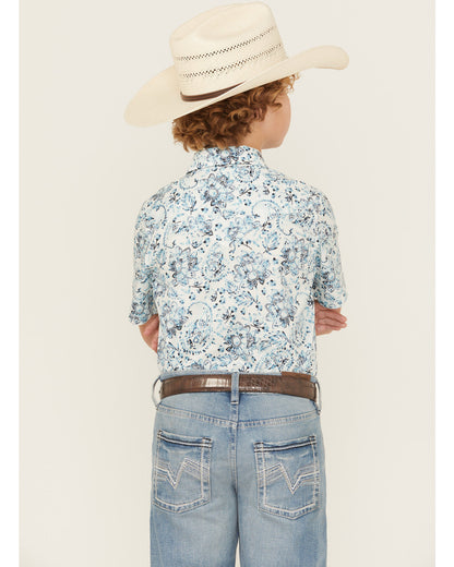 Cody James Boys' Frontier Threads Paisley Print Short Sleeve Snap West