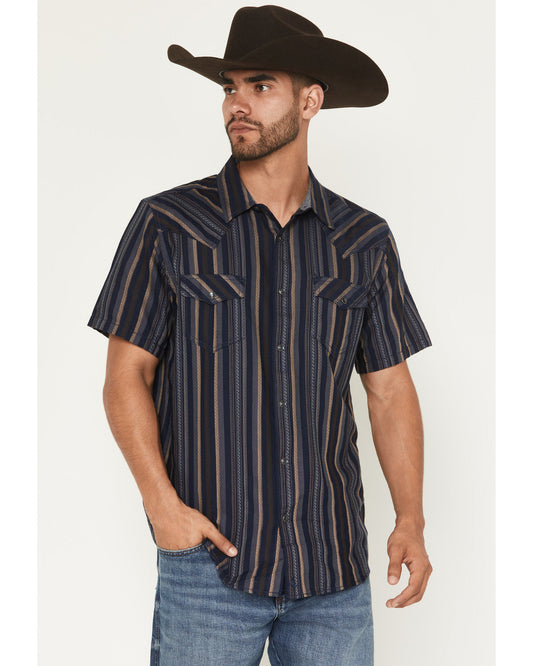Cody James Men's Highland Rim Striped Print Short Sleeve Snap Western