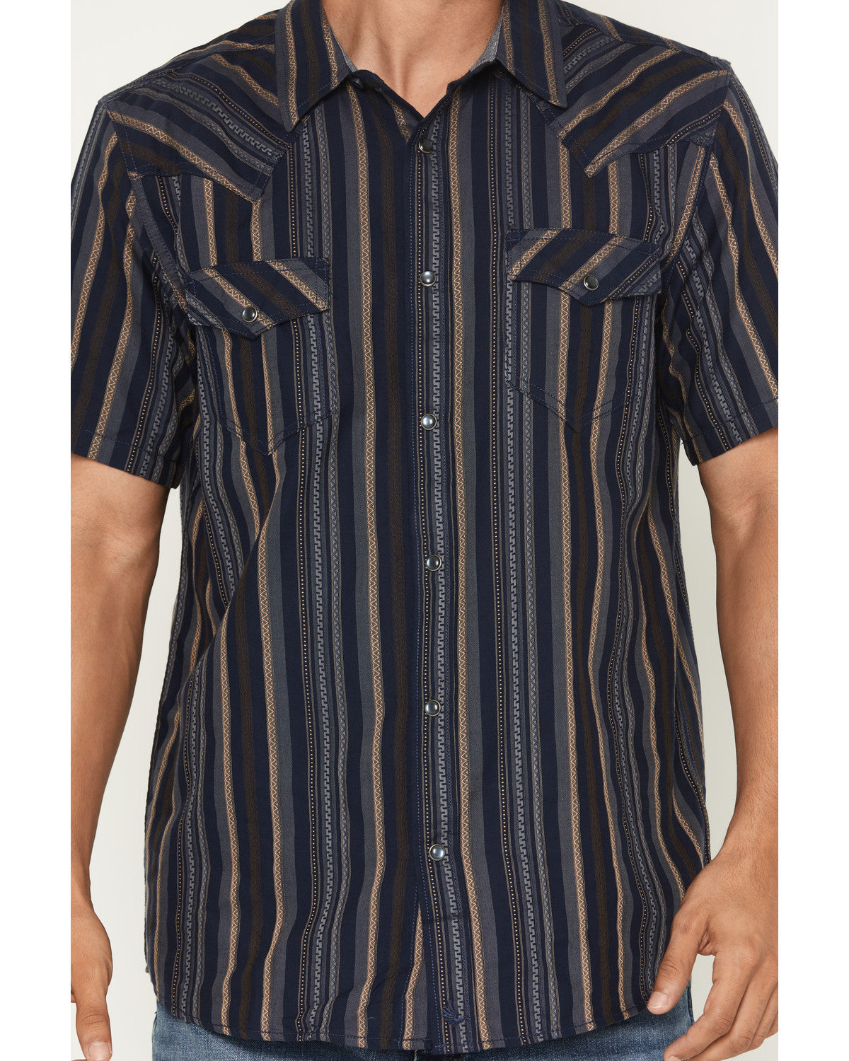 Cody James Men's Highland Rim Striped Print Short Sleeve Snap Western
