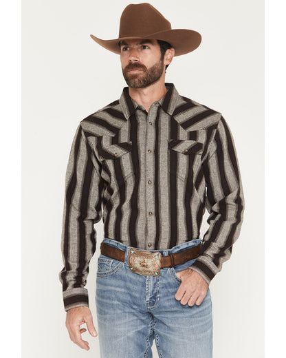 Cody James Men's Deluxe Dobby Stripe Print Long Sleeve Snap Flannel Sh